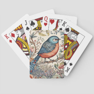 Vintage birds Scandinavian fabric design Playing Cards