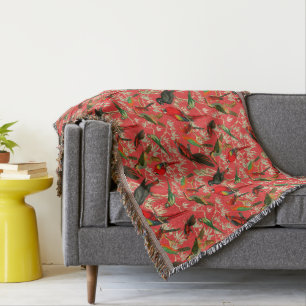 Vintage birds throw blanket