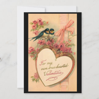 Vintage Birds Valentine's Day Custom Holiday Card