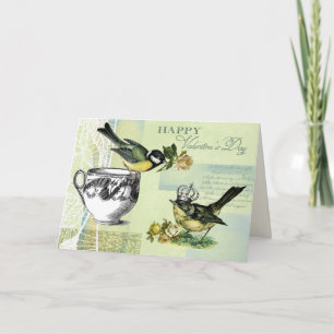 Vintage Birds Valentine's Day Holiday Card