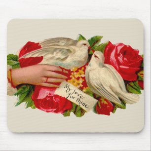 Vintage Birds Victorian Love Dove Classic Art Mouse Mat