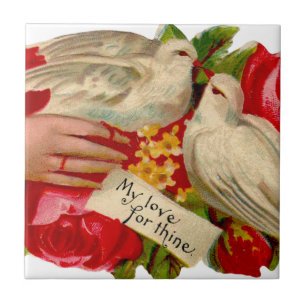 Vintage Birds Victorian Love Dove Classic Art Tile