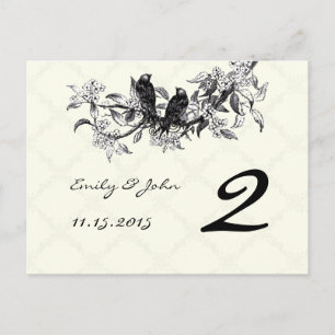 Vintage Birds Wedding Table Number Cards