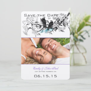 Vintage Birds White Flowers Wedding Save the Date