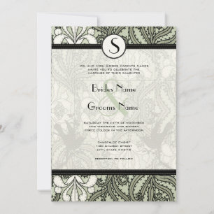 Vintage Birds Woodbine Iris Wedding Invitation