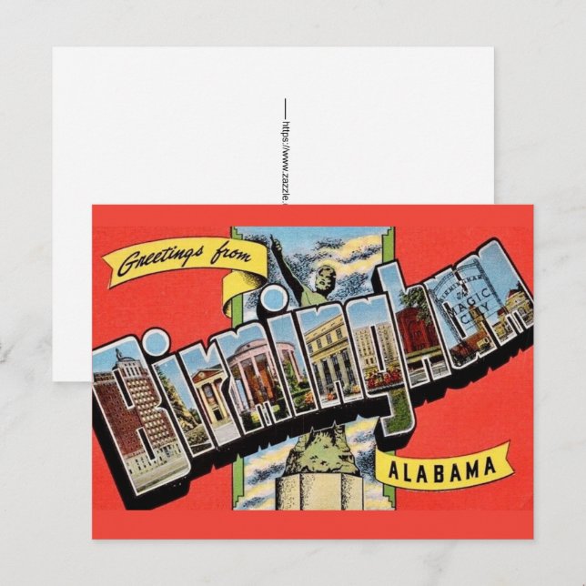 Vintage Birmingham AL Greeting Postcard (Front/Back)