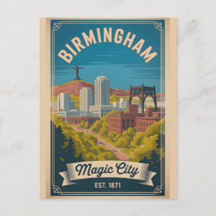 Vintage Birmingham Alabama Retro Travel Holiday Postcard
