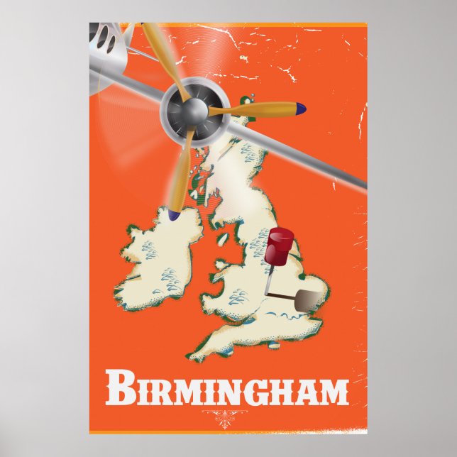 Vintage Birmingham Travel Poster (Front)