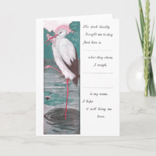 Vintage Birth Announcement with Stork