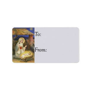 Vintage Birth of Jesus Gift Tag