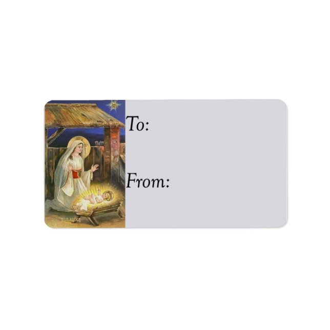 Vintage Birth of Jesus Gift Tag (Front)