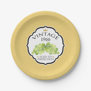 Vintage Birth Year Birthday Wine Label Paper Plate