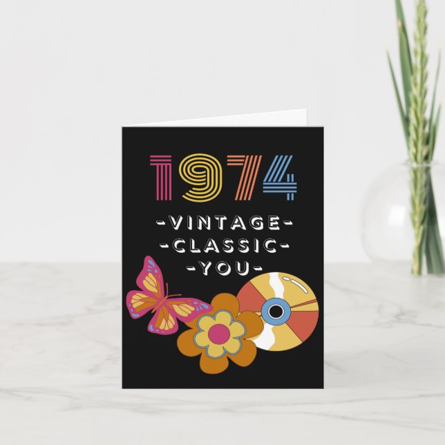 Vintage Birthday 1974 Retro Design for Friend Card (Front)