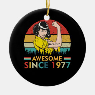 Vintage Birthday 1977 Ceramic Tree Decoration