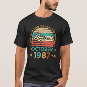 Vintage Birthday Awesome Since October 1987 Limite T-Shirt