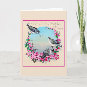 Vintage Birthday Blessing Birthday Greeting Card