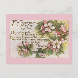 Vintage Birthday Blossoms Postcard