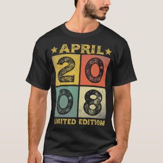 Vintage Birthday Born In April 2008 For Boy Girl R T-Shirt
