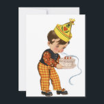 Vintage Birthday Boy Blowing Out Candles 1940s Holiday Card<br><div class="desc">Vintage Birthday Boy 1940s.</div>