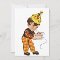 Vintage Birthday Boy Blowing Out Candles 1940s
