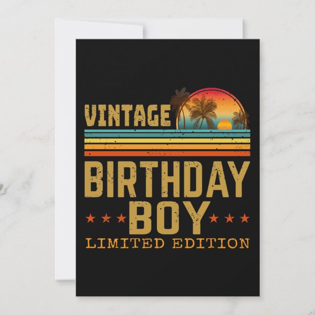 vintage birthday boy limited edition  invitation (Front)