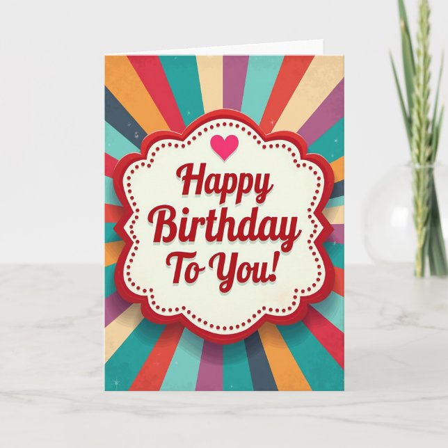 Vintage Birthday Burst Card (Front)