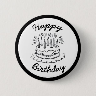 Vintage Birthday Cake 6 Cm Round Badge