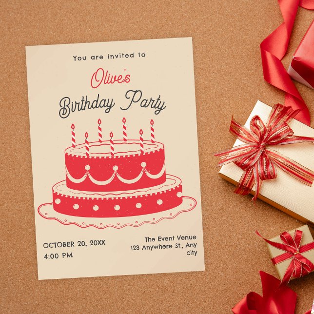 Vintage birthday cake  invitation (Creator Uploaded)