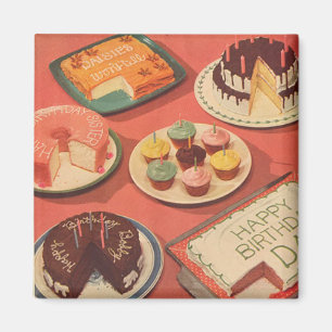 Vintage Birthday Cakes Magnet