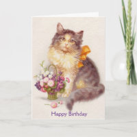 Vintage Birthday Cat (Message Inside),