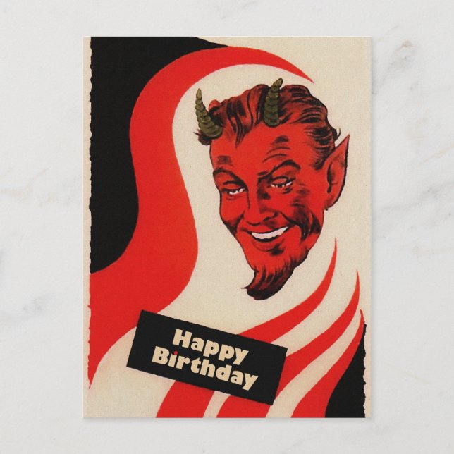Vintage Birthday Devil Postcard (Front)