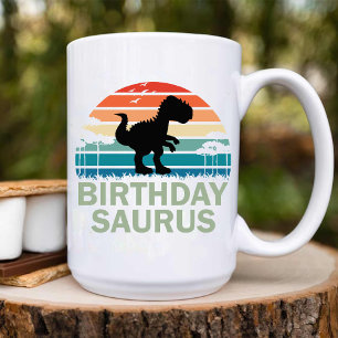 Vintage Birthday Dinosaur for best friend Two-Tone Coffee Mug