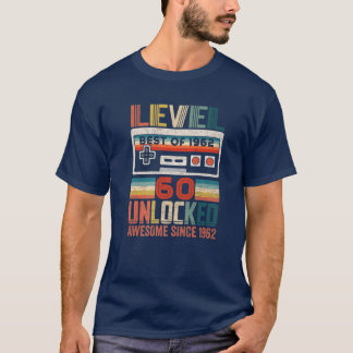 Vintage Birthday Gift Best Of 1962 Unlocked Level T-Shirt