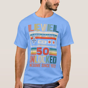 Vintage Birthday Gift Best Of 1972 Unlocked Level  T-Shirt