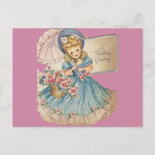 Vintage Birthday Girl Greeting Postcard