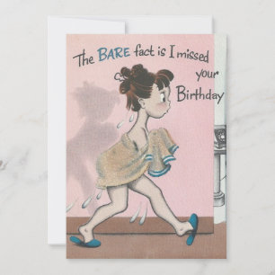 Vintage Birthday Girl In Towel Holiday Card