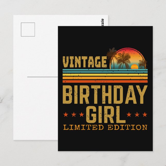 vintage birthday girl limited edition postcard (Front/Back)
