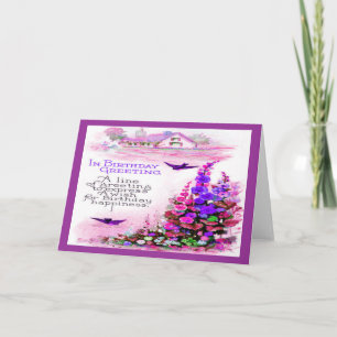 Vintage Birthday Greeting with Flowers Card