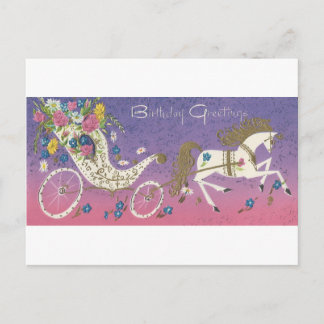 Vintage Birthday Greetings Carriage Postcard