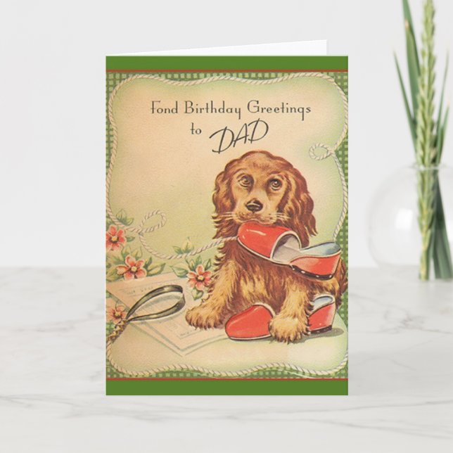 Vintage Birthday Greetings For Dad Greeting Card (Front)