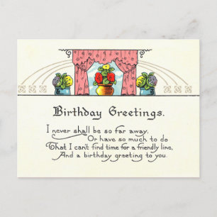Vintage Birthday Greetings Postcard