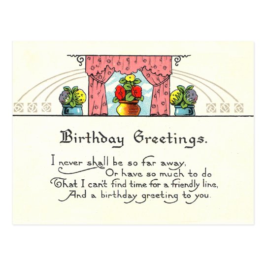 Vintage Birthday Greetings Postcard