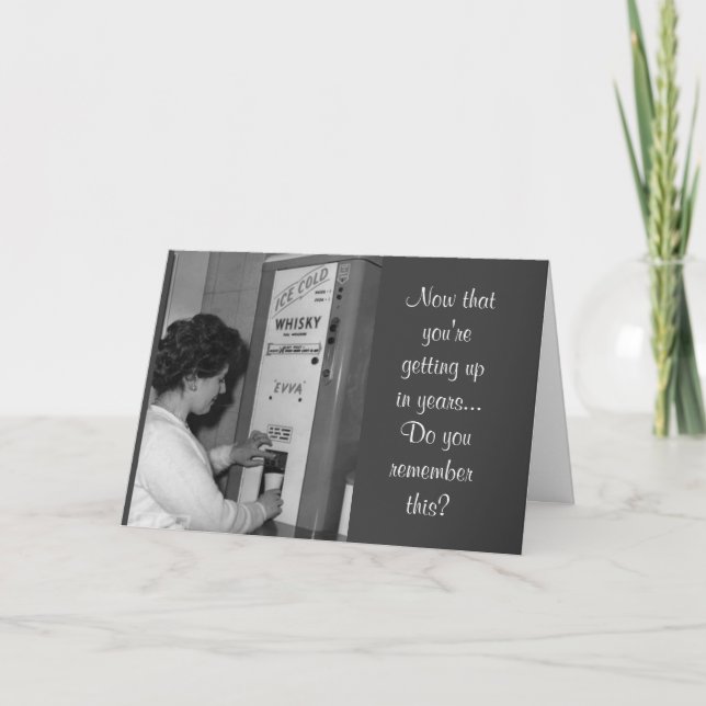 Vintage Birthday Humour Whiskey Dispenser Card (Front)
