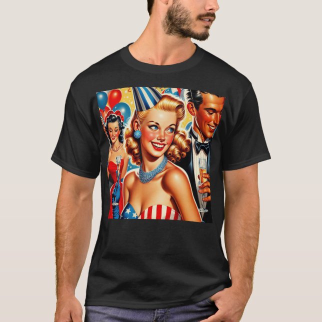 Vintage Birthday Illustration  T-Shirt (Front)