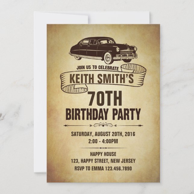 Vintage Birthday Invitation - Any Age (Front)