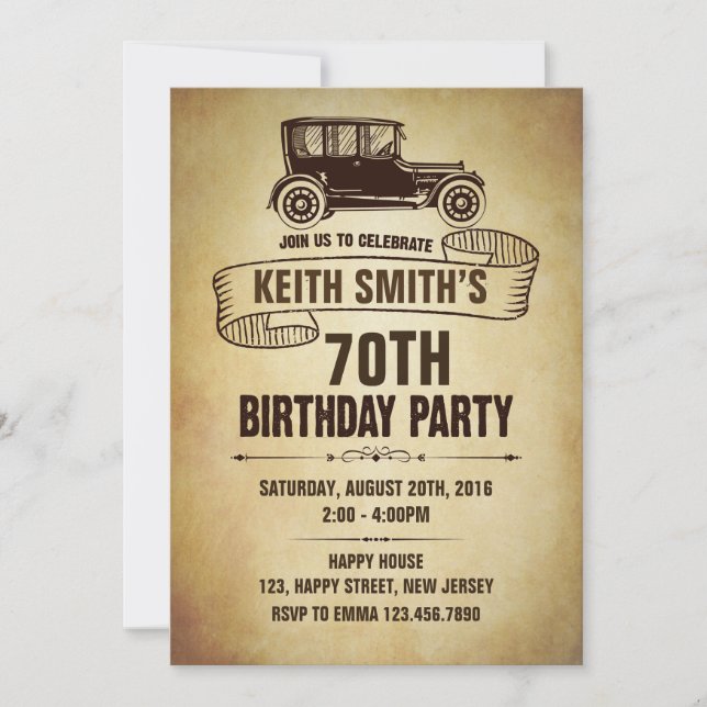 Vintage Birthday Invitation - Any Age (Front)