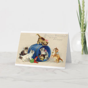 Vintage Birthday Kittens Birthday Greeting Card