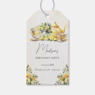 Vintage Birthday Lemon Tea Party Thank you Gift Tags