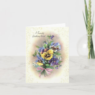 Vintage Birthday Pansies Card