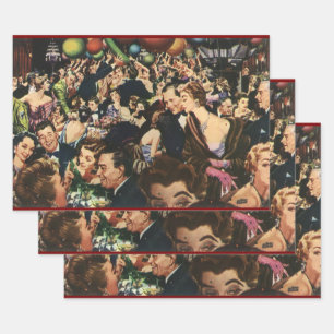 Vintage Birthday Party Balloons, Hollywood Theme Wrapping Paper Sheet
